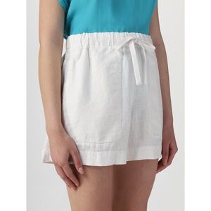 VINCE Pull-On Hemp Short with Tie Front in White